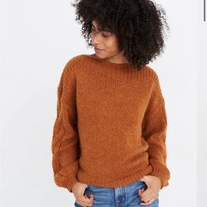 Madewell Fuzzy cable sleeve boatneck sweater